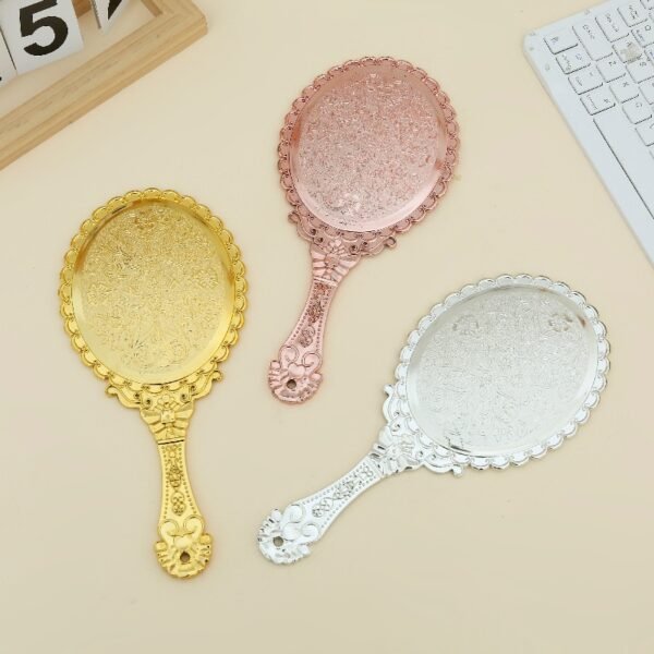 Gilded Vintage Handheld Mirror: Ornate Portable Makeup Mirror (Gold/Silver)