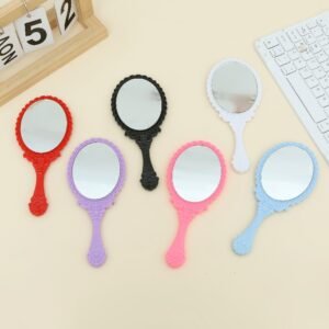 Vintage Lace Handle Mirror: Portable Handheld Makeup Mirror (Multi-Color)