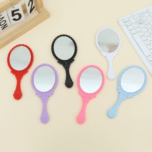 MF3A1289 (1) Vintage Lace Handle Mirror: Portable Handheld Makeup Mirror (Multi-Color)