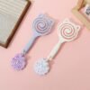 Cute Cat Ear Spiral Hair Brush Flexible Hollow Out Detangler Comb