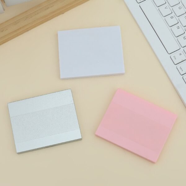 Slim Square Double-Sided Mirror: Portable Travel Makeup Mirror (Silver/White/Pink)