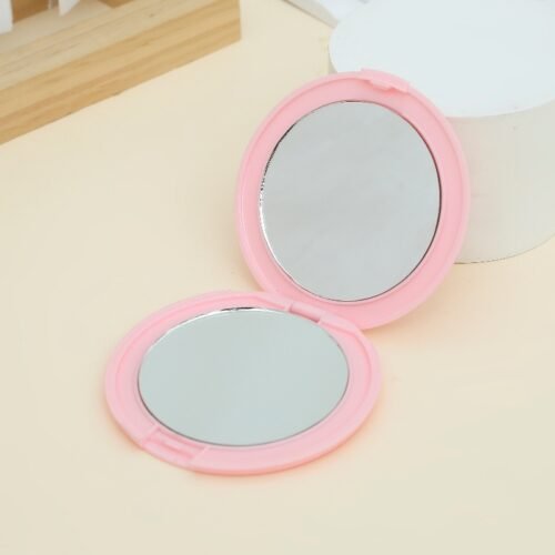 Round Double-Sided Compact Mirror: Portable Travel Makeup Mirror (Multi-Color)