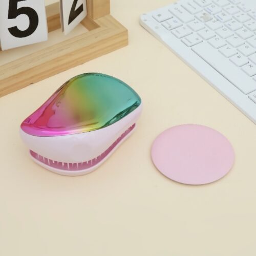 Mini Portable Detangling Hair Brush with Mirror Travel Hair Comb Set