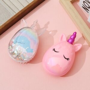 Unicorn Glitter Mini Hair Brush Portable Detangler for Kids comb